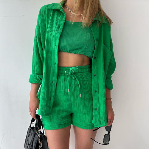 Damen lässiges Oversize-Hemd mit kurzem Schnitt und praktischen Taschen R&B