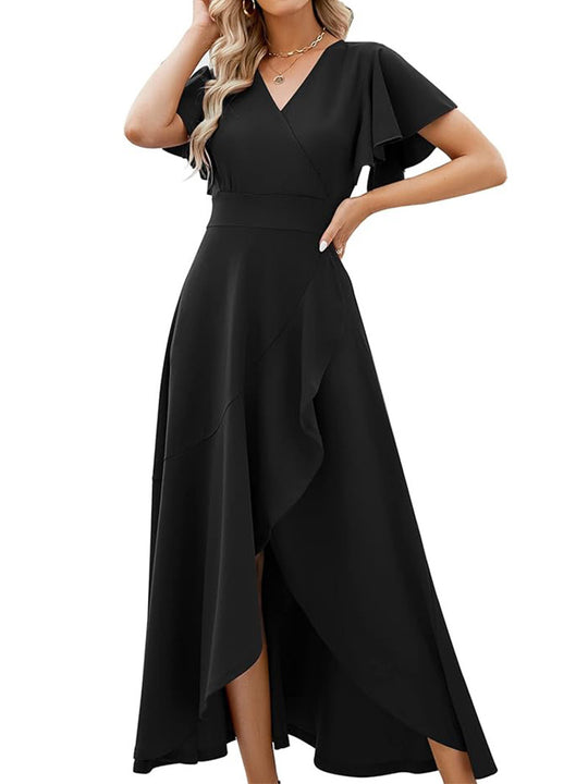 Damen Elegantes Maxikleid mit fließendem Rock und Rüschendetails R&B