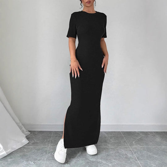 Damen Maxikleid aus weichem Baumwollmix mit Seitenschlitz R&B