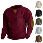 Herren stylischer Feinstrickpullover mit Struktur und modischen Ellenbogen-Patches R&B