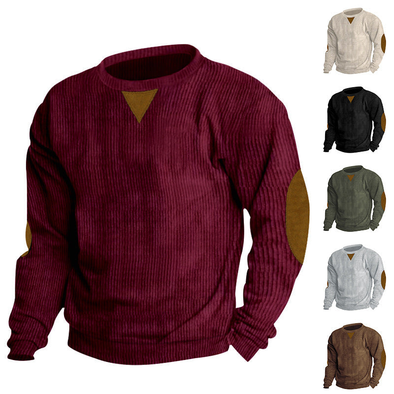 Herren stylischer Feinstrickpullover mit Struktur und modischen Ellenbogen-Patches R&B