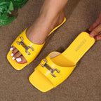 Damen modische Slipper mit trendigem Klettverschluss und glänzenden Akzenten R&B