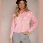 Damen Strickjacke mit floralen Details und Knopfverschluss R&B