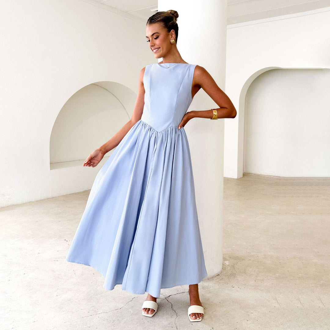 Damen Elegantes Maxi-Kleid mit breitem Rockansatz und taillierter Passform R&B