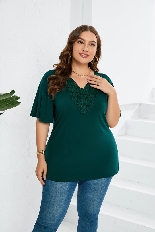 Damen Blusenshirt mit eleganter Lochstickerei und weit geschnittenen Ärmeln R&B