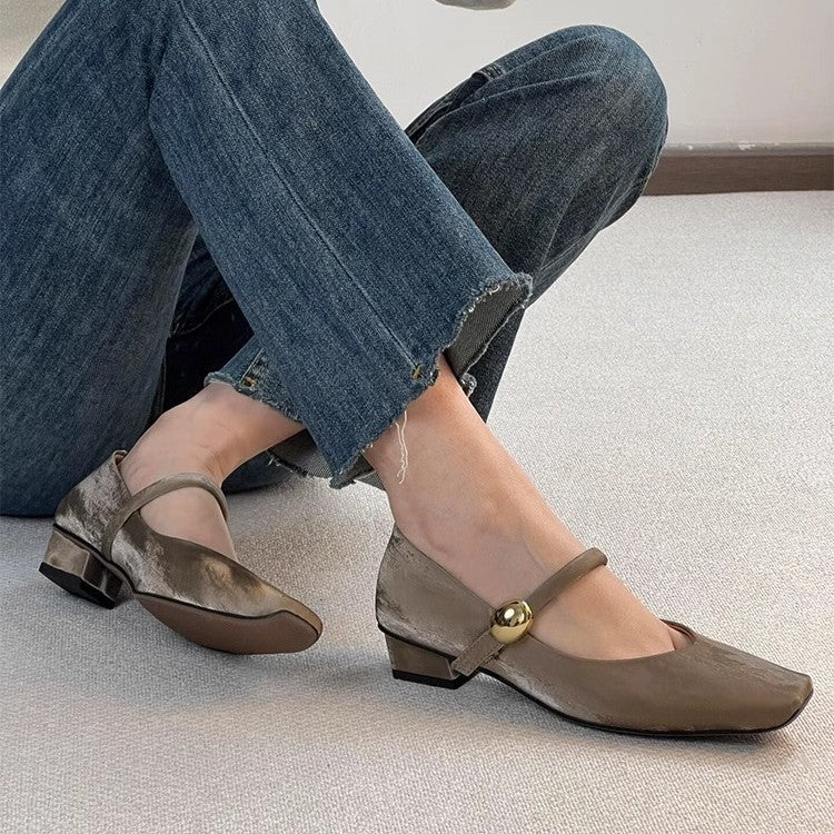 Damen Slipper mit eleganter Schnalle und modischem Blockabsatz R&B