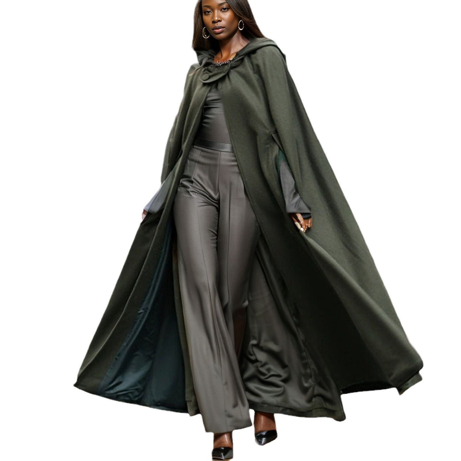 Damen eleganter Maxikleid-Mantel mit schwingendem Schnitt und einzigartigem Design R&B