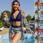 Damen Bikini-Set mit floralem Wickeloberteil und bequemen Shorts R&B