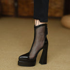 Damen modische High Heel Stiefeletten mit Netzdesign R&B