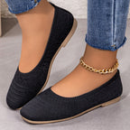 Damen Bequeme Ballerinas aus elastischem Strickmaterial mit flexibler Sohle