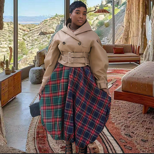 Damen Designerjacke mit gekreuztem Verschluss und extravaganten Ärmeln R&B