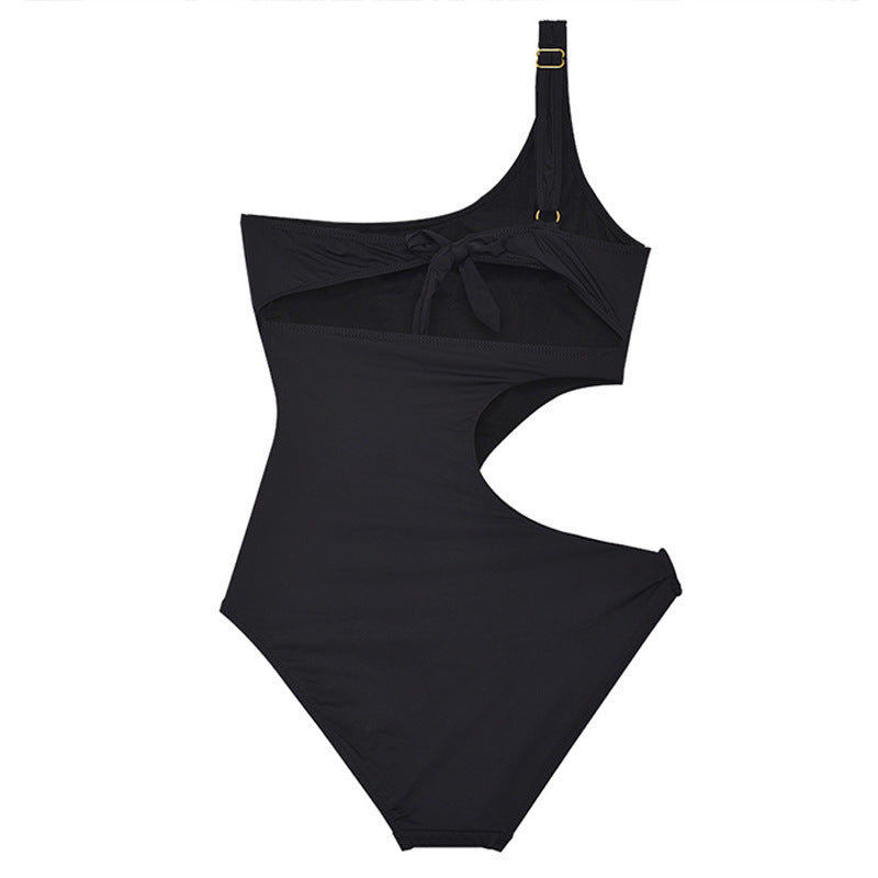 Damen Einteiler Badeanzug mit asymmetrischem Schnitt und eleganten Cut-Outs R&B