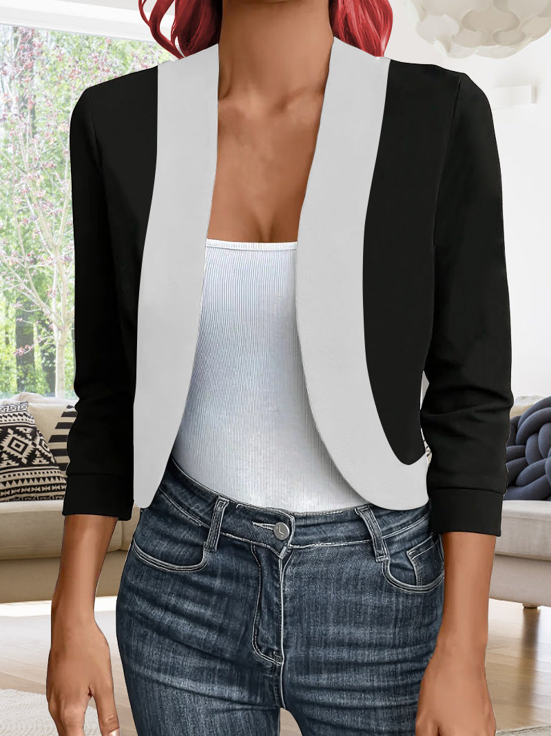 Damen eleganter Blazer mit kontrastierenden Einsätzen R&B