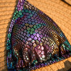 Damen Triangel-Bikini mit schimmerndem Schlangendesign R&B