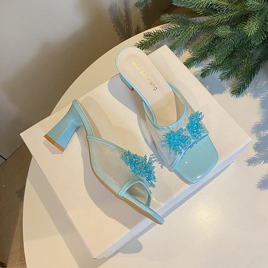 Damen Mules mit funkelndem Strassbesatz R&B