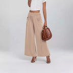 Damen Weite, luftige Palazzo-Hose mit elastischem Bund und praktischen Taschen R&B