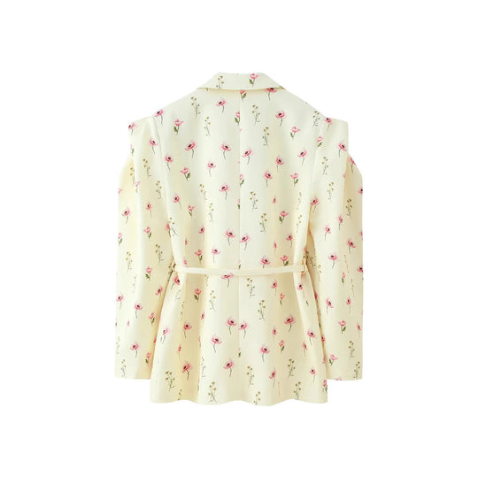Damen Blazerjacke mit breiten Schultern und taillierbarem Gürtel R&B