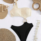 Damen Einseitiger Bikini mit modischem Ringdetail R&B