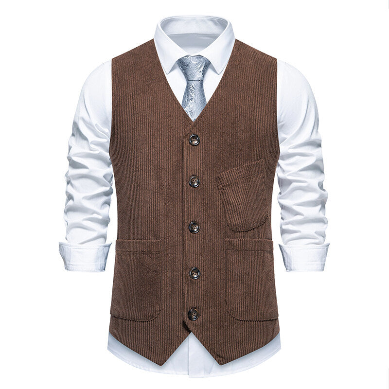 Herren eleganter Anzugweste mit strukturiertem Design und praktischen Taschen R&B