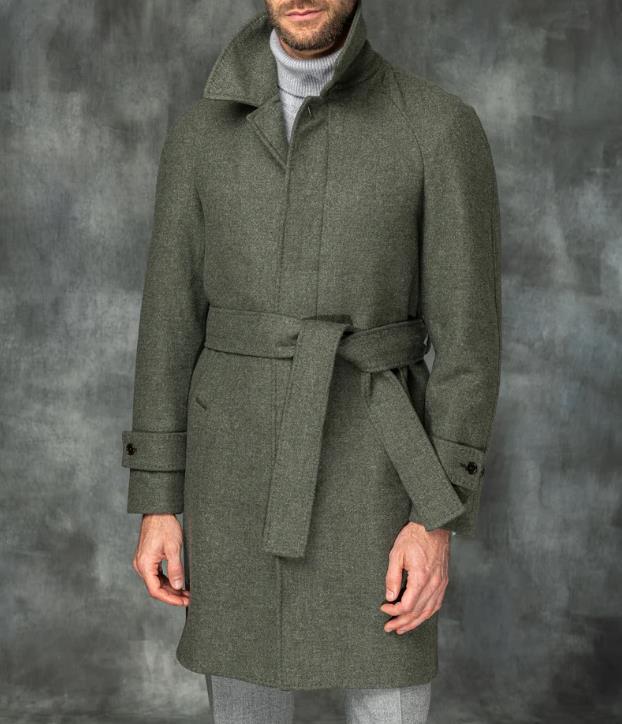 Herren eleganter Trenchcoat mit Taillengürtel und modernen Akzenten R&B