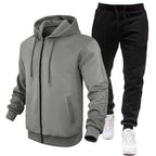 Herren Sportlicher Hoodie- und Jogginganzug mit Fleece-Futter und praktischen Taschen R&B
