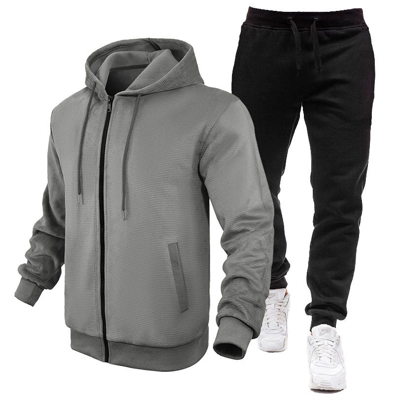 Herren Sportlicher Hoodie- und Jogginganzug mit Fleece-Futter und praktischen Taschen R&B