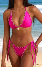 Damen Neckholder-Bikini mit Rüschendetails R&B