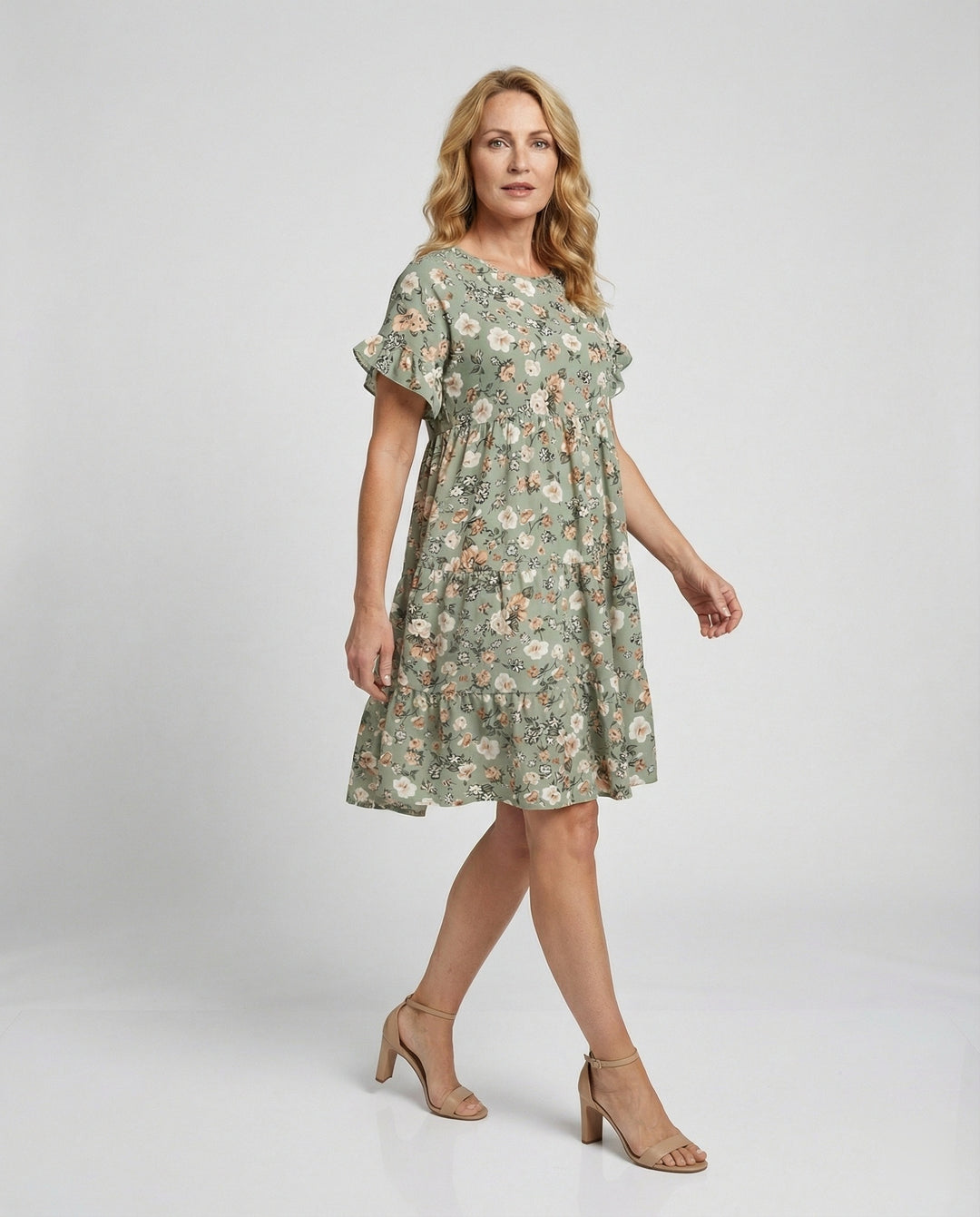Damen Sommerkleid floral mit Volant