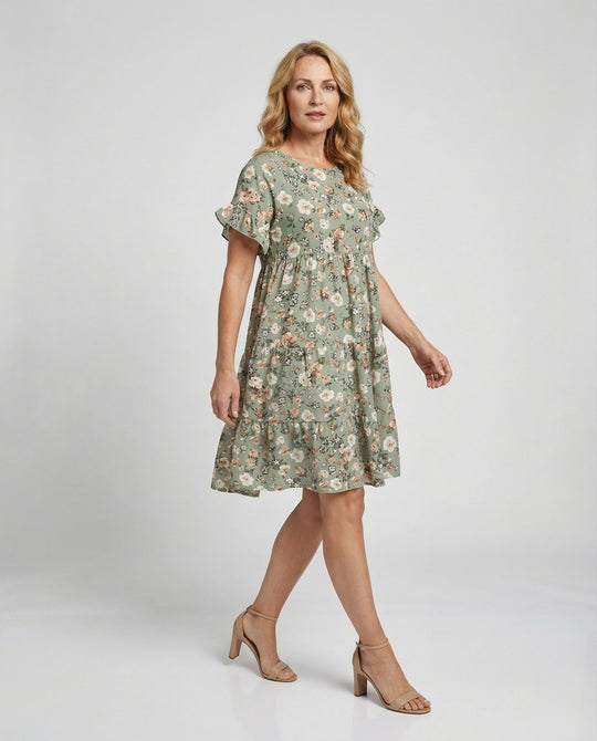Damen Sommerkleid floral mit Volant