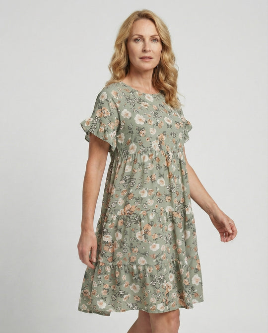 Damen Sommerkleid floral mit Volant