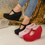 Damen Wedge-Pumps mit schickem T-Strap-Design R&B
