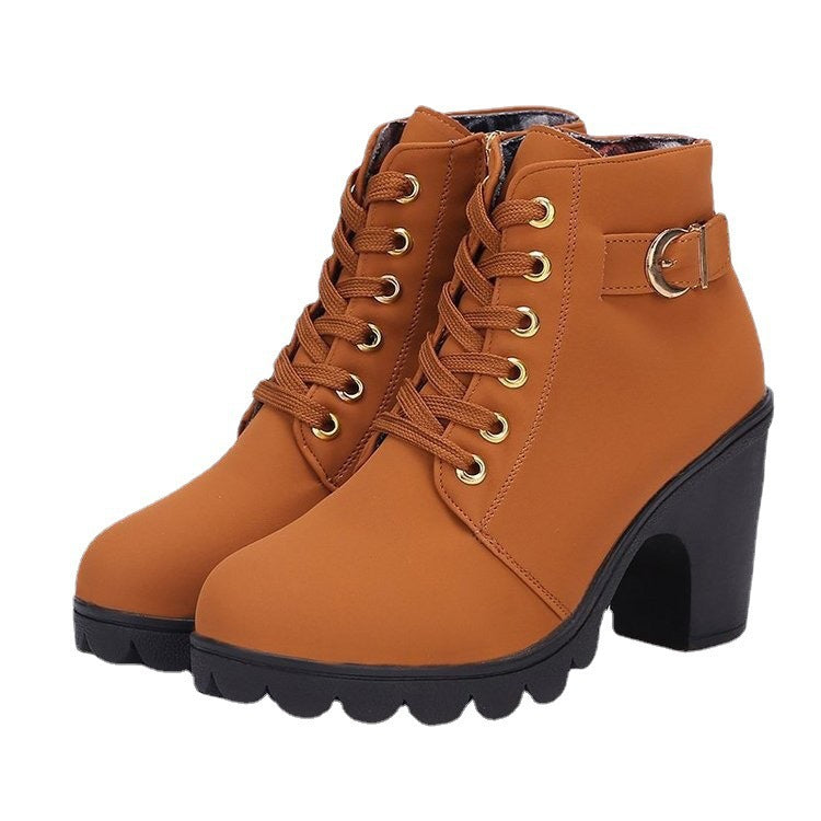 Damen Stiefeletten mit Blockabsatz und Schnürung R&B