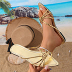 Damen elegante Slippers mit verzierten Riemen und spitzem Fußbereich R&B