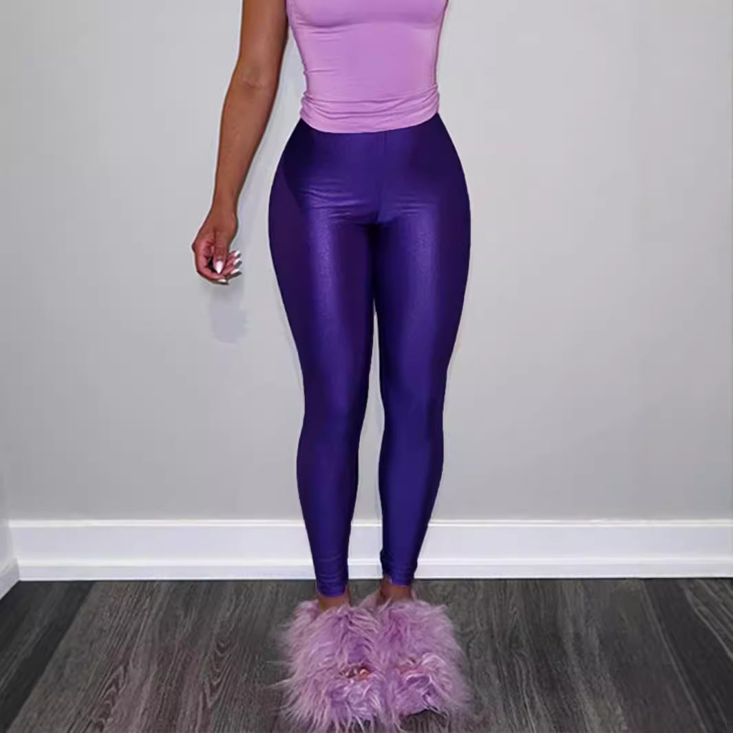 Damen Hochwertige Shiny Leggings mit hohem Bund und perfekter Passform R&B