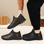 Damen Bequeme und warme Lederhausschuhe mit rutschfester Sohle R&B