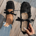 Damen elegante Ballerinas mit floralen Applikationen und rutschfester Sohle R&B