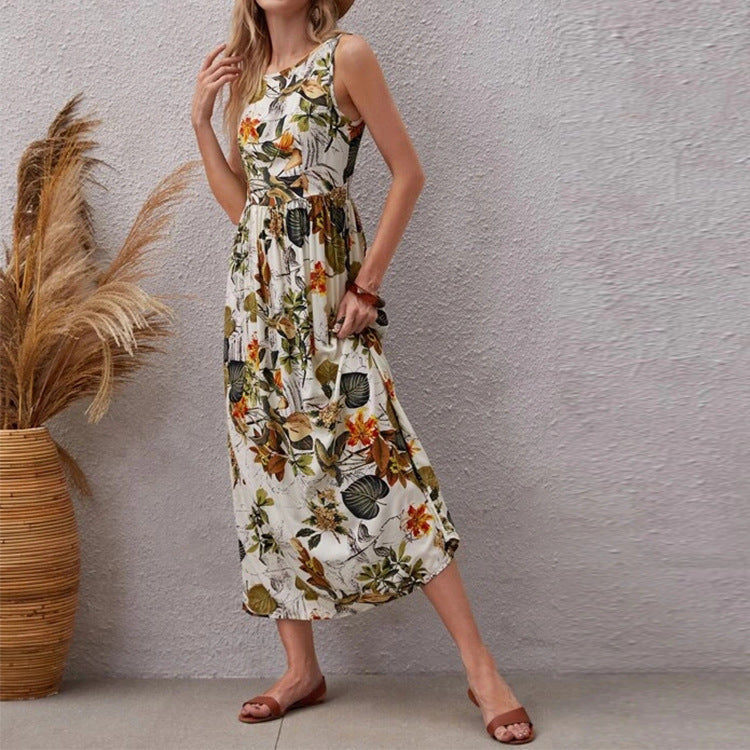 Damen Maxikleid mit floralem Design und schwingendem Saum R&B