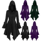 Damen nan Kapuzen-Mantelkleid mit asymmetrischem Zipfelsaum und geschnürten Glockenärmeln R&B
