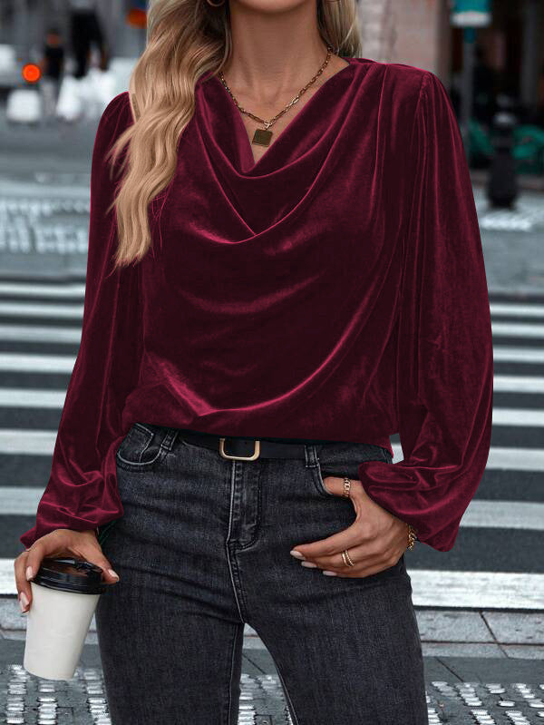 Damen Elegantes Viskosebluse mit Wasserfallausschnitt R&B