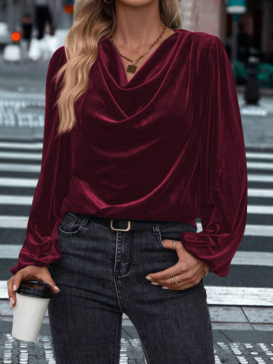 Damen Elegantes Viskosebluse mit Wasserfallausschnitt R&B
