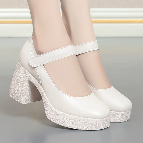 Damen Plateau-Mary Jane Pumps mit verstellbarem Riemen und komfortablem Blockabsatz R&B