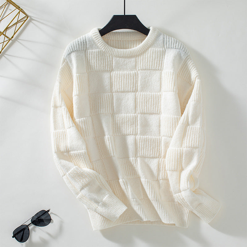 Damen Strickpullover mit modischem Karomuster und lässigem Schnitt R&B