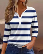 Damen Langarmshirt mit maritimem Streifenmuster R&B