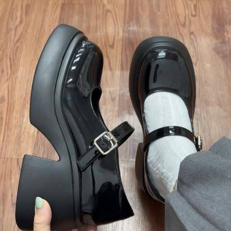 Damen Plateau-Mary Janes mit verstellbarem Riemen und bequemer Sohle R&B
