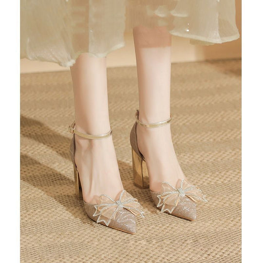 Damen elegante High Heels mit funkelndem Schleifendesign R&B