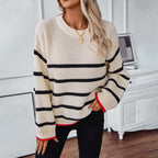 R&B | Gestreifter Strickpullover Mit Weichem Material