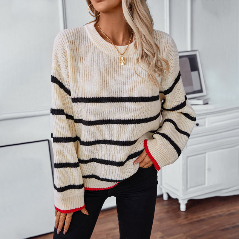 R&B | Gestreifter Strickpullover Mit Weichem Material