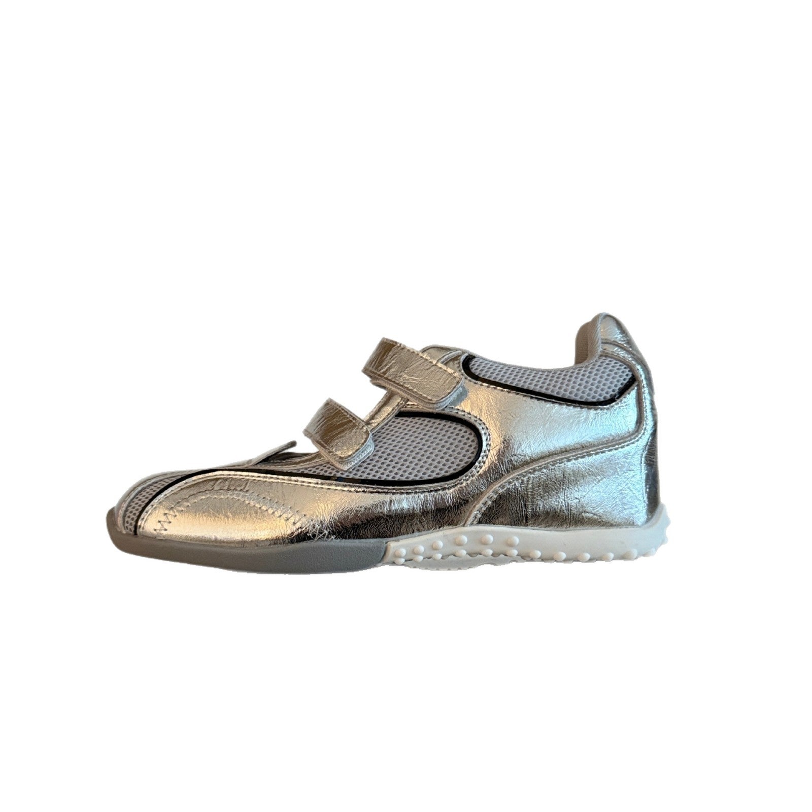 Damen Sportliche Klettverschluss-Sneaker mit atmungsaktiver Netzstruktur und glänzender Oberfläche