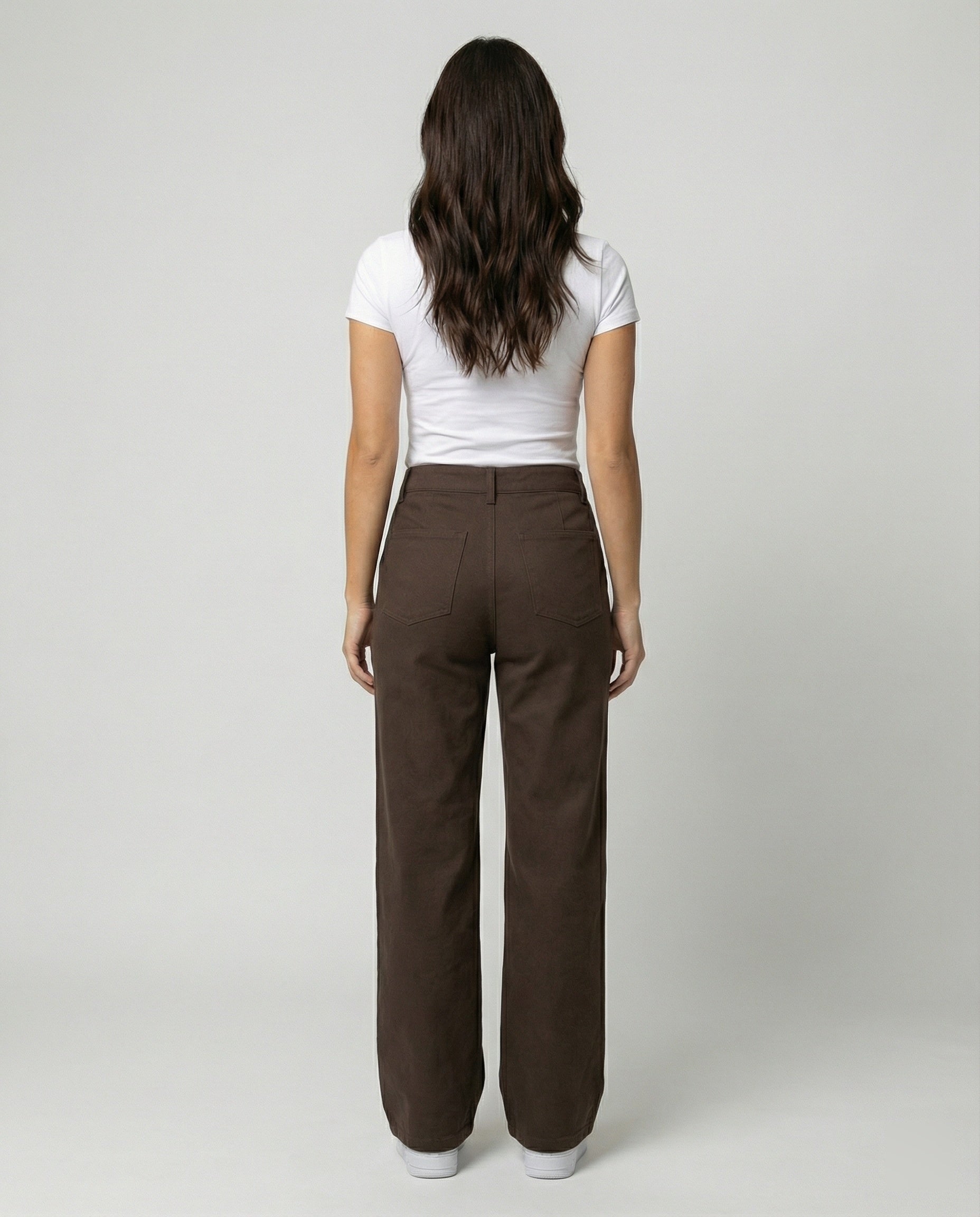 Retro Cordhose Damen Weites Bein Braun Warme Winterhose High Waist