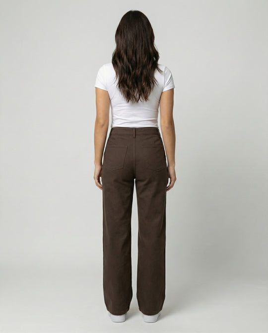 Retro Cordhose Damen Weites Bein Braun Warme Winterhose High Waist